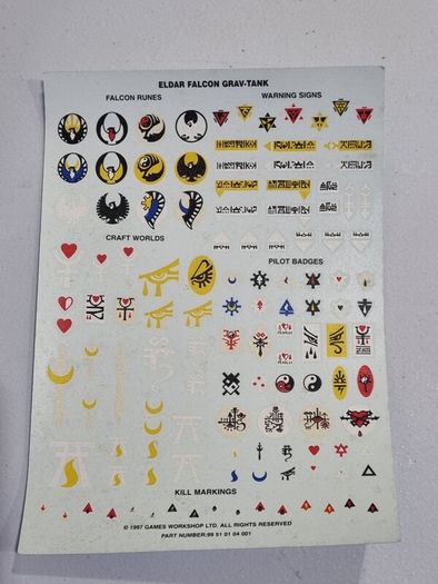 Warhammer 40K ELDAR FALCON GRAV TANK Transfer Sheet -   Decals