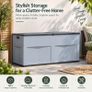 320L Outdoor Garden Storage Box  Lockable Grey Cushion & Tool Storage Image 3