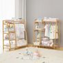 Kids Clothing Rack with Shelves, Bamboo Clothes Garment Rack for Kids Child Baby, Kids Dress Up Storage Rack with Top Shelf, Toddlers Wardrobe Closet for Nursery Image 5