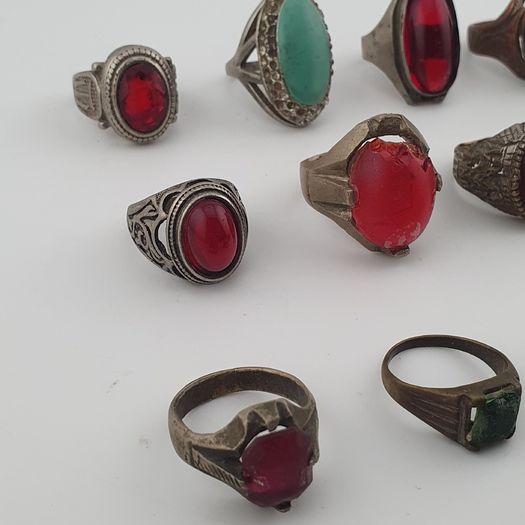 Heritage Antique Brass Jewellery Collection of 15 Mixed Rings