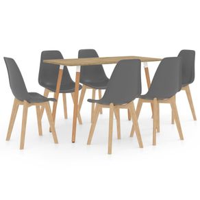 7 Piece Dining Set Grey