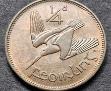 Beautiful Ireland 1946 Farthing 1/4 d coin