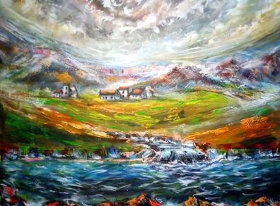 Acrylic Landscape about Louisburgh Carrownisky