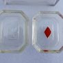 vintage set of molded glass card suit dishes and a matching container, commonly used as bridge ashtrays or nut/trinket dishes. Image 3