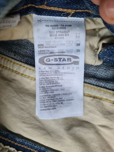 Boys Men G-star Jeans trousers Denim straight leg 3301 W29 L30