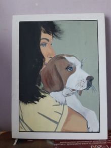 Acrylic Painting of girl with a Beagle