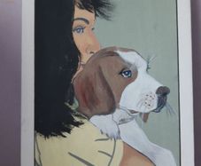 Acrylic Painting of girl with a Beagle