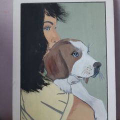 Acrylic Painting of girl with a Beagle
