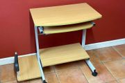 Mobile Computer Desk with Keyboard Tray &amp; Printer Shelf