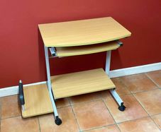 Mobile Computer Desk with Keyboard Tray & Printer Shelf