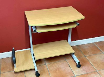 Mobile Computer Desk with Keyboard Tray & Printer Shelf