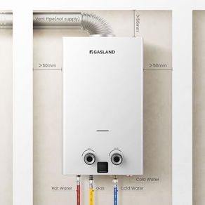 Natural Gas Tankless Water Heater, 11L/min Instant Methane Gas Water Heater with Low NOx Emissions and LED Display, 20 mbar, White, for Home Use