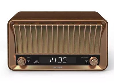Philips TAVS700 Retro Style FM/DAB Radio with Bluetooth | Wooden Style, open box