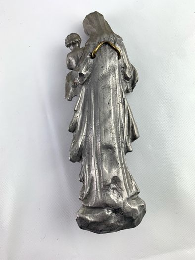 Vintage pewter Madonna and child wall hanging