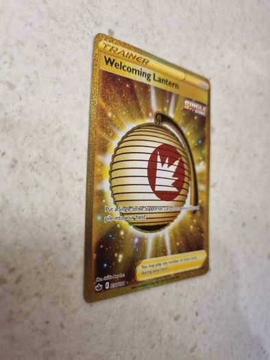 Welcoming Latern Gold Secret Rare Trainer Pokemon Card