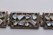 Vintage Sterling Silver 925 Bangle Moonstone Bracelet length 8,5" - 50,02g