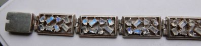 Vintage Sterling Silver 925 Bangle Moonstone Bracelet length 8,5" - 50,02g