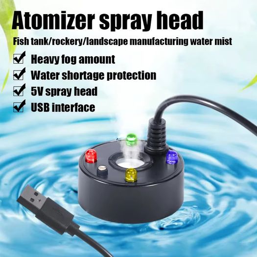 5V USB Mist Maker Fogger Nebulizer Water Fountain Fish Tank Pond Atomizer Head With 4 LED Colourful Lights