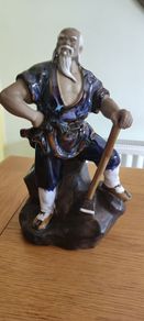 Vintage Shiwan Mud Man. Axe Man. 10" Tall Excon Chinese Ornament