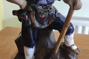 Vintage Shiwan Mud Man. Axe Man. 10" Tall Excon Chinese Ornament