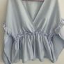 blouse zara size large blue frilled with wrap effect Image 4