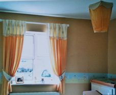 Curtains, tie backs and Ceiling light shade