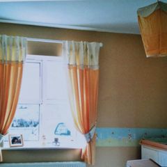 Curtains, tie backs and Ceiling light shade