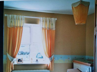 Curtains, tie backs and Ceiling light shade
