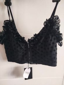 Black Polka Frill Corset Bralet