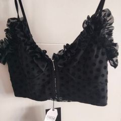 Black Polka Frill Corset Bralet