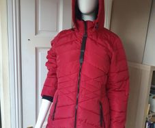 BNWT Jensen Women's Puffer Jacket Full Zip Long Sleeve Pockets Red Size S/M