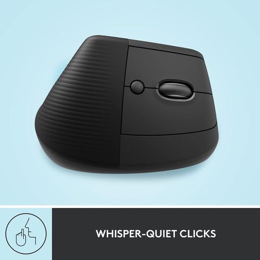 Lift Vertical Ergonomic Mouse, Wireless, Bluetooth or Logi Bolt USB receiver, Quiet clicks, 4 buttons, compatible with Windows/macOS/iPadOS, Laptop, PC - Graphite