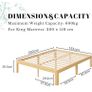 Bamboo Wood King Size Bed Frame with Metal Slats Support Image 7