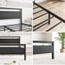 King Size Bed Frame with Wood Headboard,Heavy Duty Metal Platform Image 3