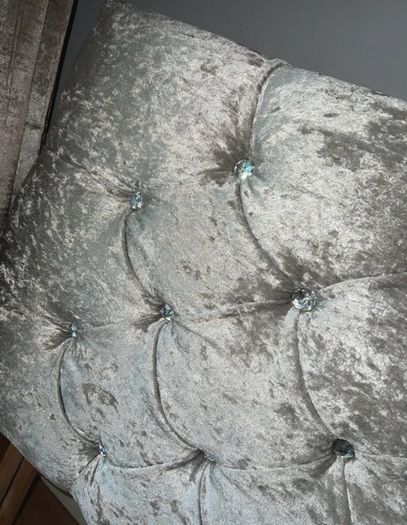 Crushed Velvet Silver Headboard - Single