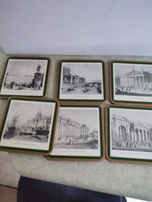 Set Of 6 Small Coasters Of Old Dublin Sites In Box.