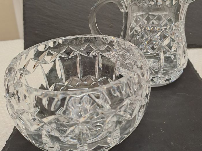 Crystal milk jug and sugar bowl
