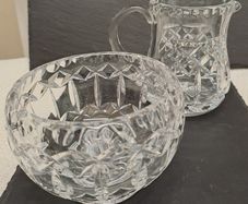 Crystal milk jug and sugar bowl