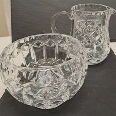 Crystal milk jug and sugar bowl