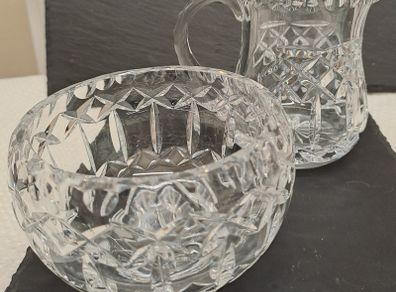Crystal milk jug and sugar bowl