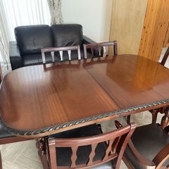 Solid furniture table , chairs , display case & side unit