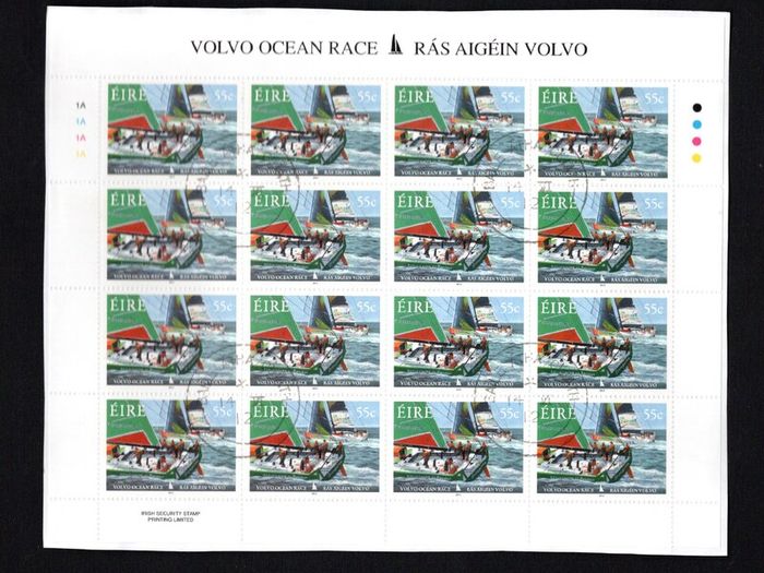 2012 Ireland Volvo Ocean Race Commemorative Stamps Sheetlet Plate 1A1A1A1A Fine Used with Dublin CDS cancel of 14th June 2012 (First day of issue) on envelope extract