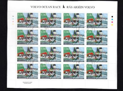 2012 Ireland Volvo Ocean Race Commemorative Stamps Sheetlet Plate 1A1A1A1A Fine Used with Dublin CDS cancel of 14th June 2012 (First day of issue) on envelope extract