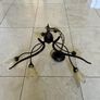 Vintage Style 6 Light Bronze Chandelier with Glass Flower Shades Image 3