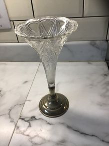 Unique Cone shaped 1950's Flower Vase on EPNS base