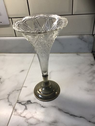 Unique Cone shaped 1950's Flower Vase on EPNS base