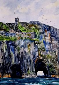 bull rock co cork watercolour
