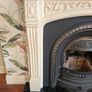 Traditional Cream Stone Fireplace Suite with Cast Iron Insert & Black Hearth Image 2