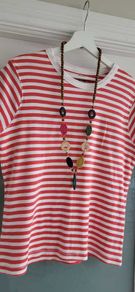 H&M Red & White Striped Top Sz 18UK