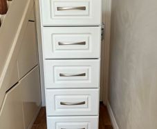 Tall boy white woodgrain